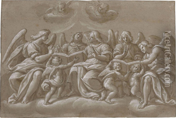 A Chorus Of Angels Oil Painting - Giovanni Battista della Rovere