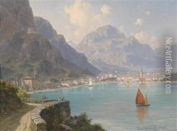 Scene From Ticino Oil Painting - Josef Von Schlogl