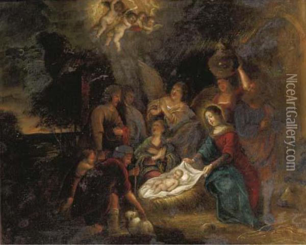 The Nativity Oil Painting - Otto van Veen