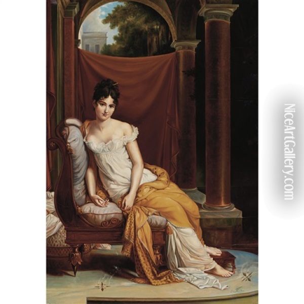 Portrait Of Juliette Recamier Oil Painting - Francois Pascal Simon Gerard