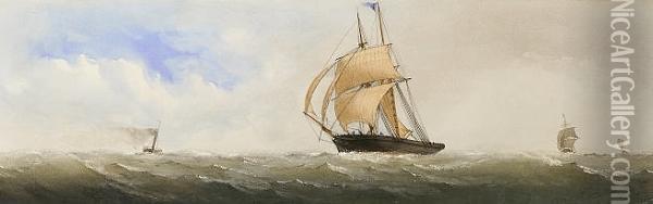 A Stiff Breeze Oil Painting - Charles, Taylor Snr.
