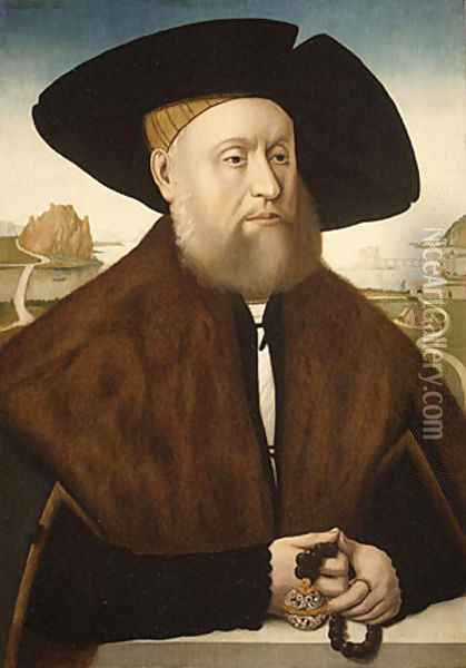 Portrait of a Member of the vom Rhein Family late 1520s Oil Painting - Conrad Faber von Creuznach