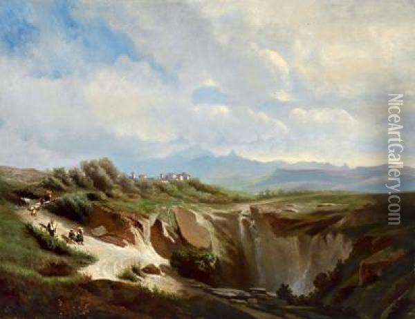 Italienische Landschaft Oil Painting - Leopold Heinrich Voscher