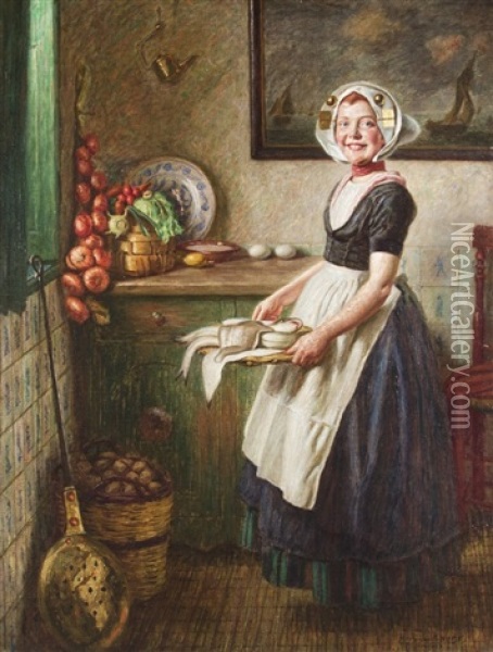 Dutch Girl Oil Painting - Hermann Knopf