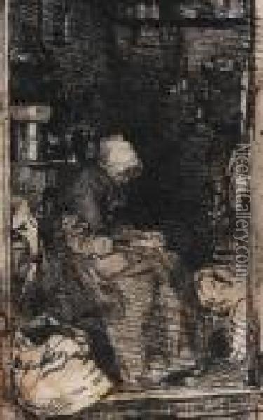 La Vieille Aux Loques; Rag Gatherers Oil Painting - James Abbott McNeill Whistler