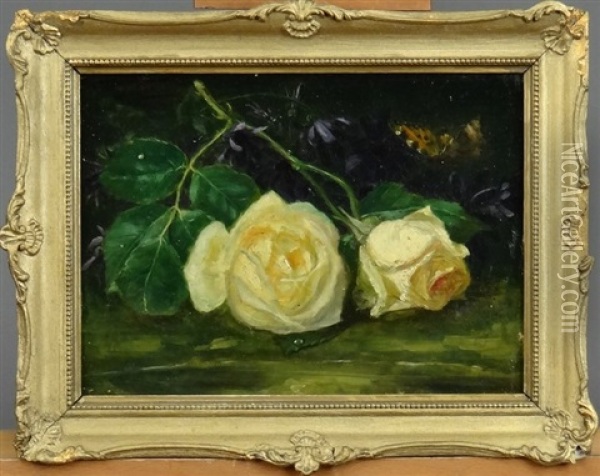 Roses Au Papillon Oil Painting - Frans Verhas