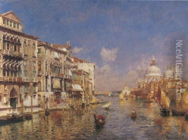 Venezia, Il Canal Grande Alla Salute Oil Painting - Rubens Santoro