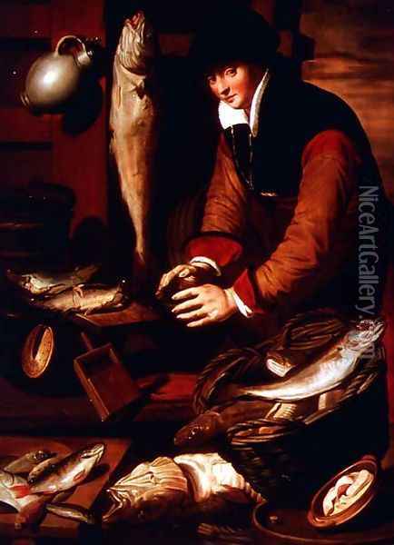 The Fishmonger Oil Painting - Pieter II Pietersz