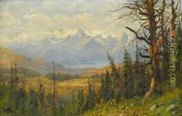 Teton Mountains, Wyoming Oil Painting - John Fery