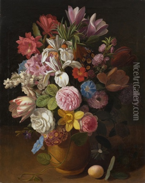 Vaso Di Fiori Oil Painting - Leopold von Stoll