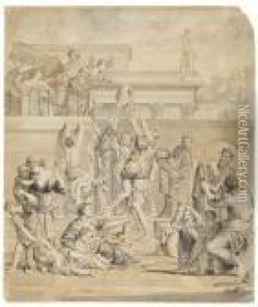 Die Verteilung Der Almosen Oil Painting - Domenico Zampieri (Domenichino)