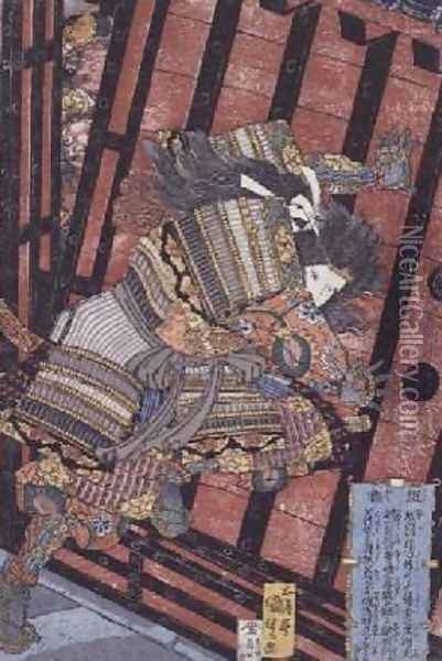 Hangaku defending the gate Oil Painting - Utagawa Kunisada