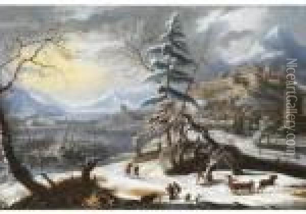 Winterlandschaft Mit Burg Oil Painting - Jan Griffier I