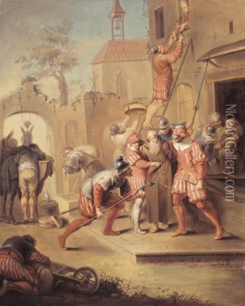 Soldiers Pillaging A Monastery Oil Painting - Januarius Zick