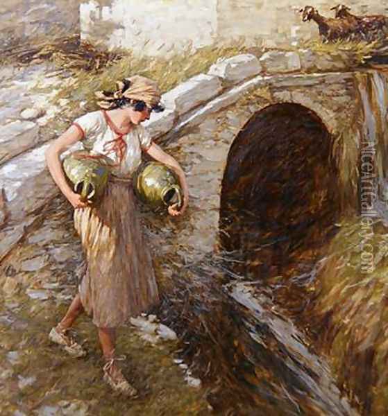 Girl with Jars Oil Painting - Henry Herbert La Thangue