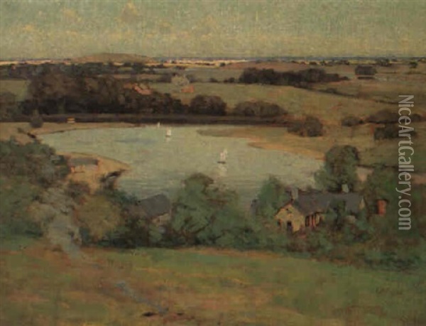 View Of The Marshes, Ipswich Oil Painting - Arthur Wesley Dow