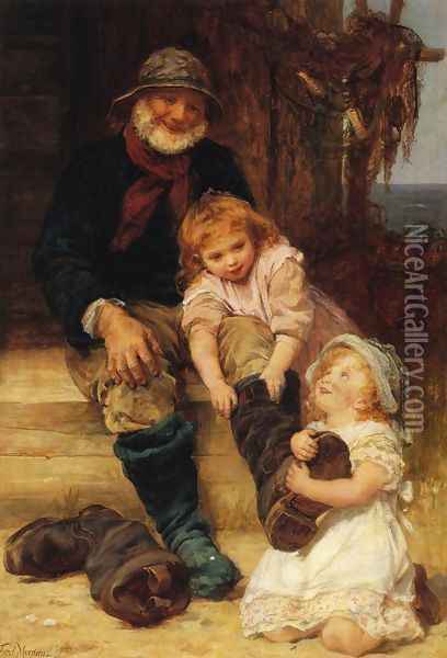 Helping Grandpa Oil Painting - Frederick Morgan