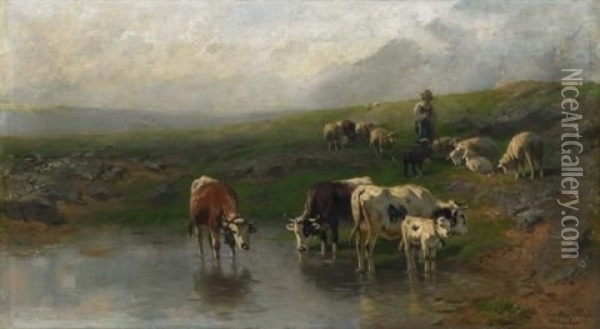 Hutejunge Im Gebirge Oil Painting - Christian Friedrich Mali
