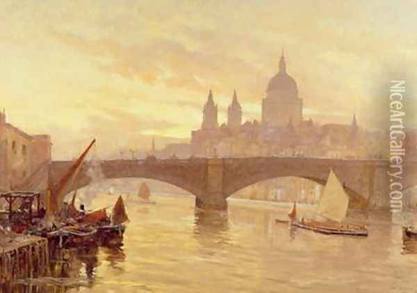 Southwark Bridge Oil Painting - Herbert Menzies Marshall