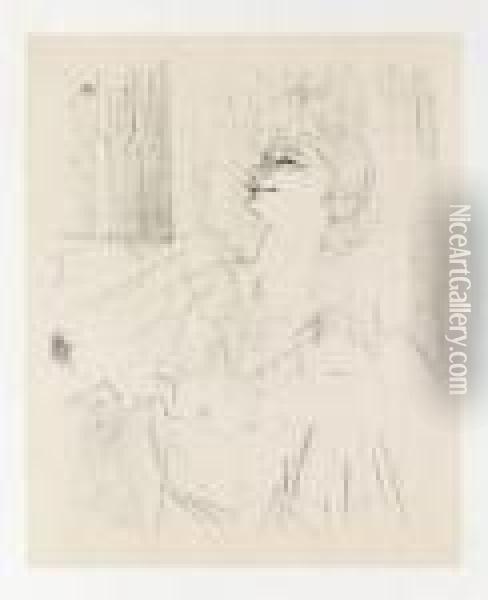 Yvette Guilbert, A Menilmontant De Bruant Oil Painting - Henri De Toulouse-Lautrec