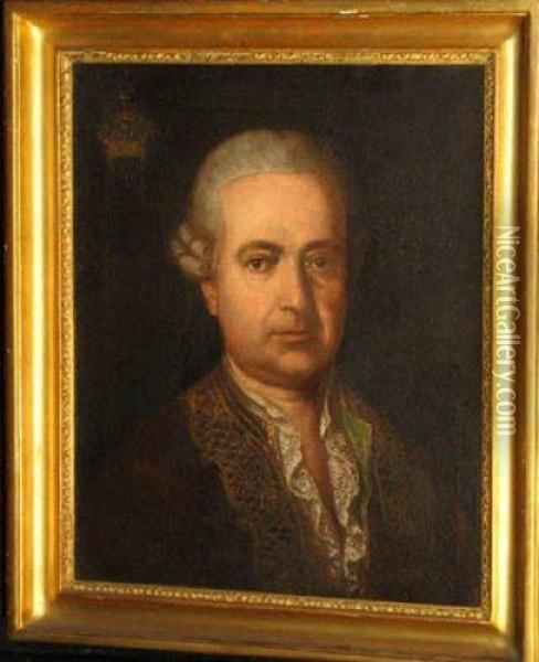 Portrait Ofa Man With Coat Of Arms Oil Painting - Alessandro Longhi