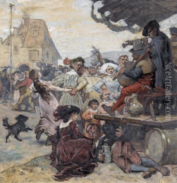 Belebtes Dorffest. Oil Painting - Edouard John E. Ravel