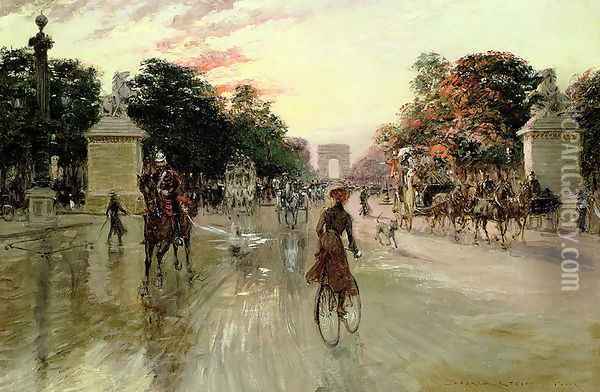 The Champs Elysees, Paris Oil Painting - Georges Stein