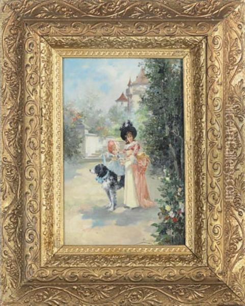 Playtime In The Mansion Garden Oil Painting - Vicente Garcia de Paredes