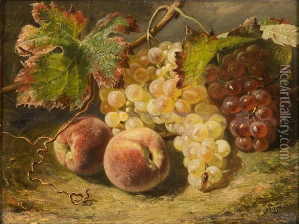Nature Morte Aux Grappes De Raisins Et Aux Peches Oil Painting - Jean-Pierre Lays