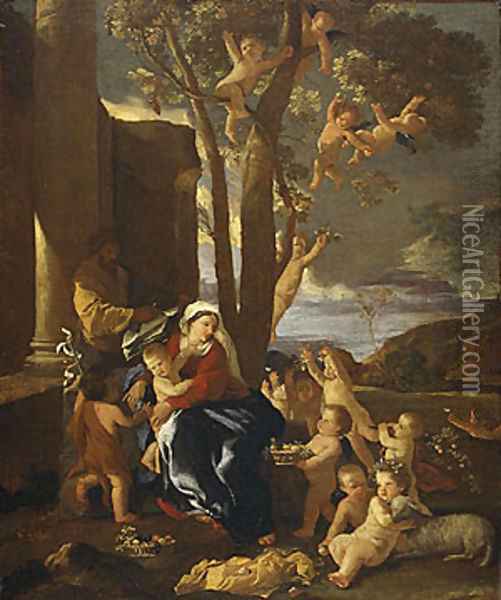 The Rest on the Flight into Egypt ca 1627 Oil Painting - Nicolas Poussin