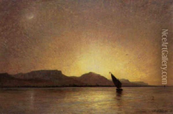 A Felucca In A Calm Sea Oil Painting - Ernest Karl Eugen Koerner