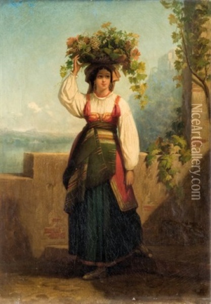 Jeune Italienne Oil Painting - Dominique Louis Ferreol Papety