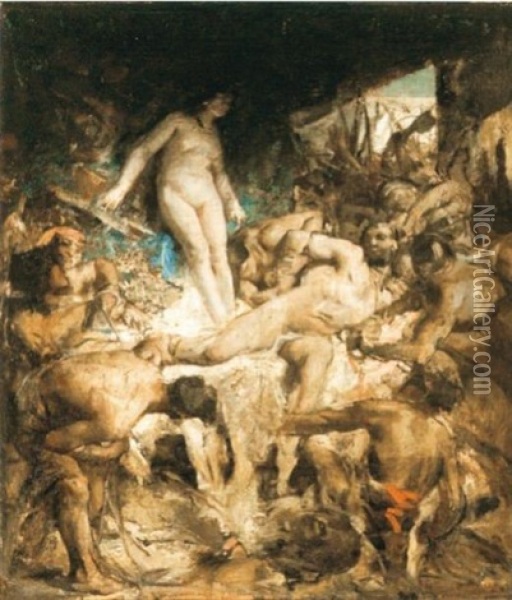 Samson Et Dalila Oil Painting - Fernand Cormon