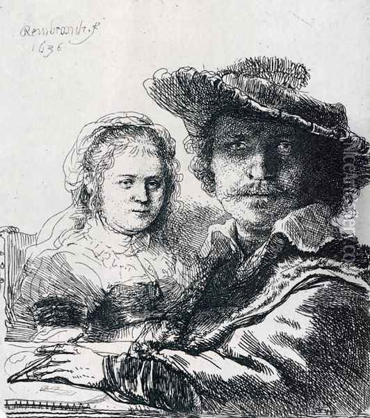 Self-portrait With Saskia, 1636 Oil Painting - Rembrandt Van Rijn