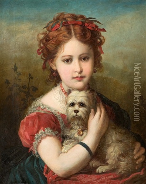Portrait Of A Girl Oil Painting - Franz Dobiaschofsky