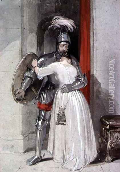 Lady and Knight Oil Painting - George Cattermole