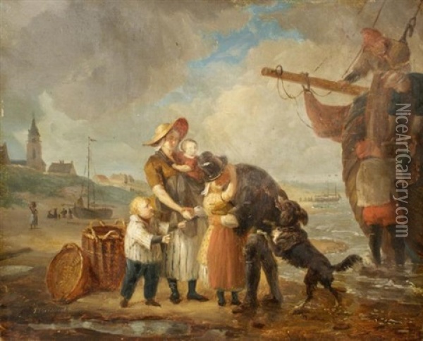 The Return Of The Fishermen Oil Painting - Jacques Joseph Eeckhout