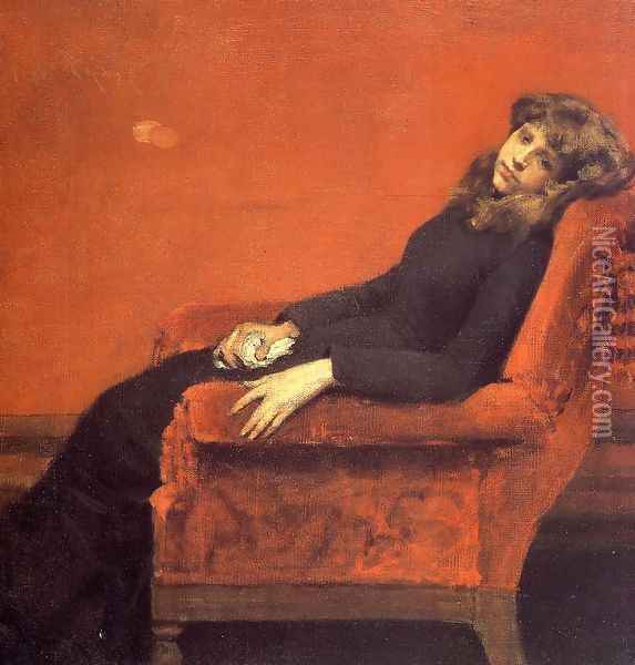 The Young Orphan Study Of A Young Girl Oil Painting - William Merritt Chase