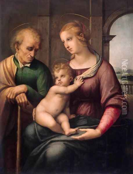 Madonna with Beardless St Joseph Oil Painting - Raffaelo Sanzio