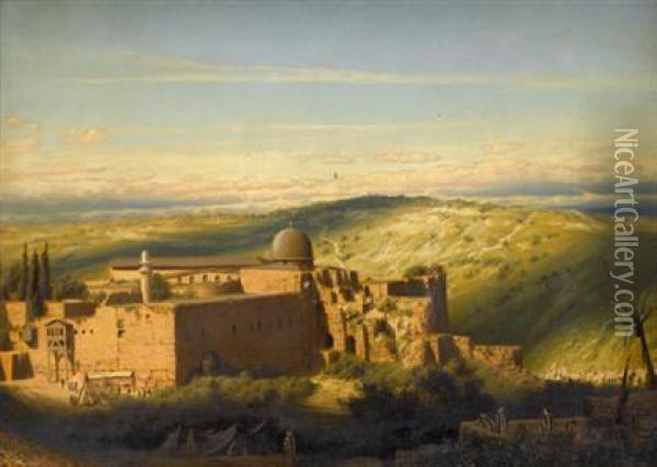 The Mosque El Aska & Mt. Of Olives Oil Painting - James Fairman
