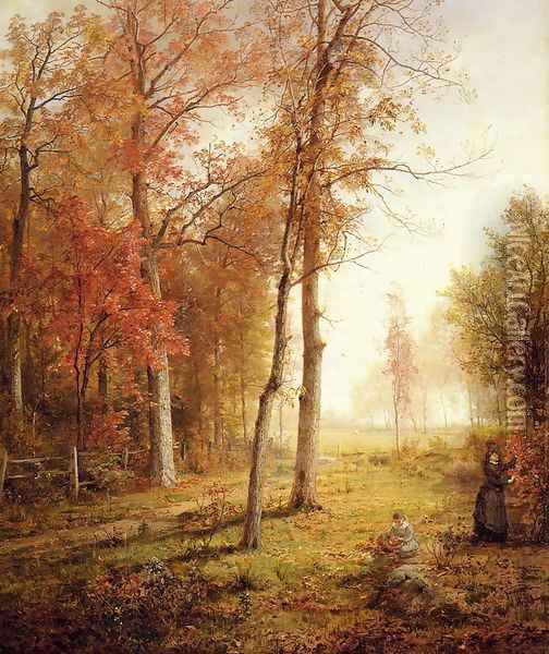Gathering Leaves Oil Painting - William Trost Richards