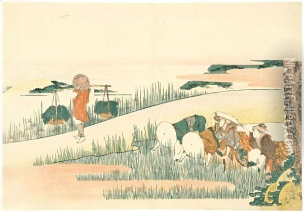 Repiquage Du Riz Oil Painting - Katsushika Hokusai