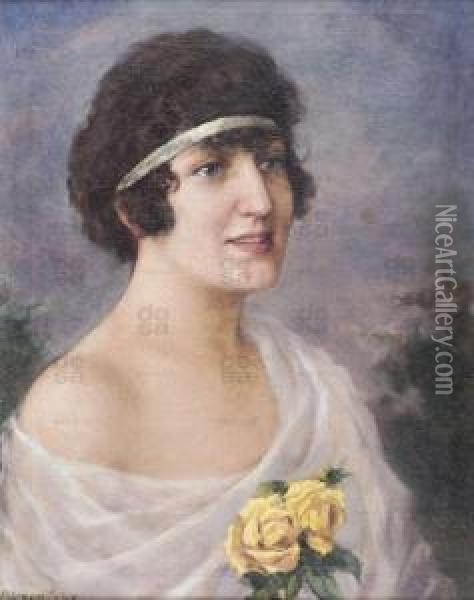 Portret Mlodej Kobiety Oil Painting - Piotr Stachiewicz