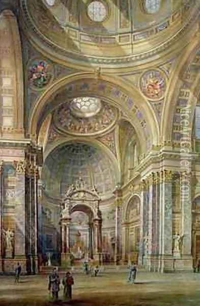 Interior view of Brompton Oratory Oil Painting - Herbert A. Gribble