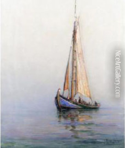 A Sailing Boat In Calm Water Oil Painting - Georges Ricard-Cordingley