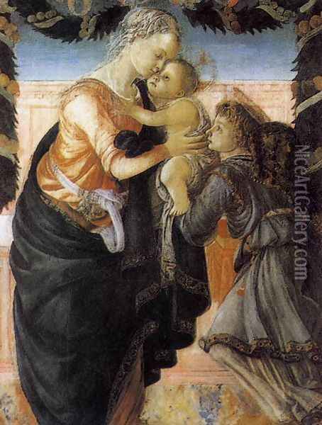Madonna and Child with an Angel 1465-67 2 Oil Painting - Sandro Botticelli