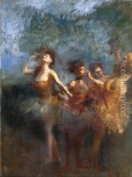 Ballerines Oil Painting - Jean-Louis Forain