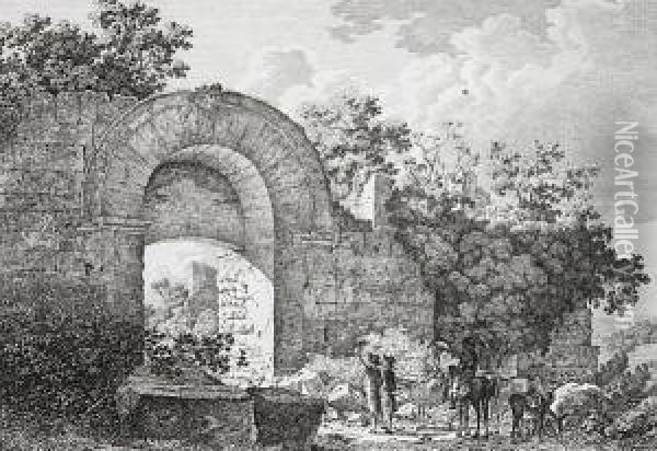 Porta Di Falerium Ora Fallari Citta Destrutta Etrusca - Ospitaletto Di St Oil Painting - Jacob Wilhelm Mechau