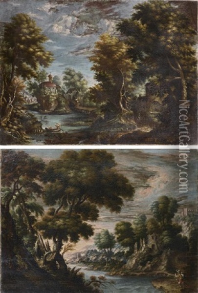 Paysages Lacustres (pair) Oil Painting - Paul Bril