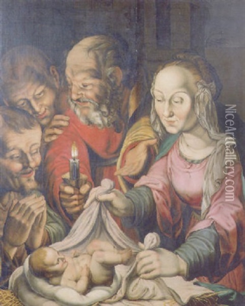 The Adoration Of The Shepherds Oil Painting - Hendrik Goltzius